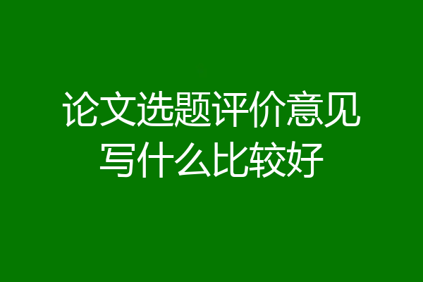 论文选题评价意见写什么比较好