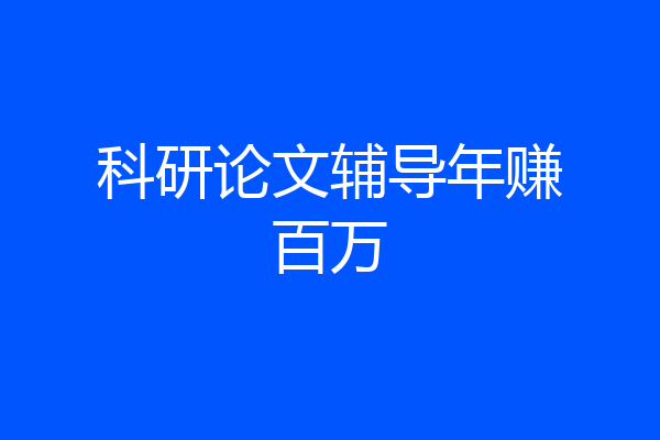 科研论文辅导年赚百万