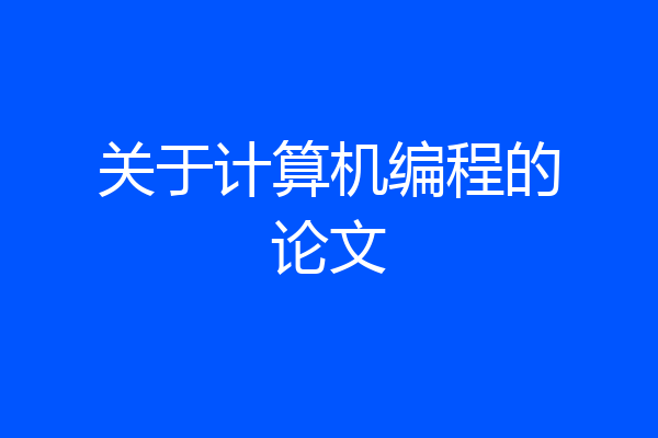 关于计算机编程的论文