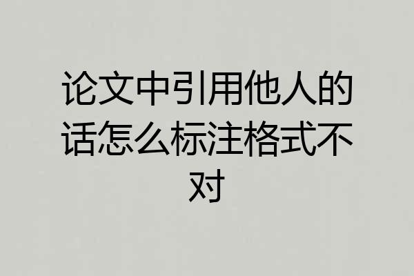 论文中引用他人的话怎么标注格式不对