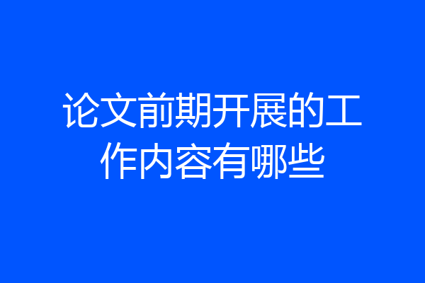 论文前期开展的工作内容有哪些