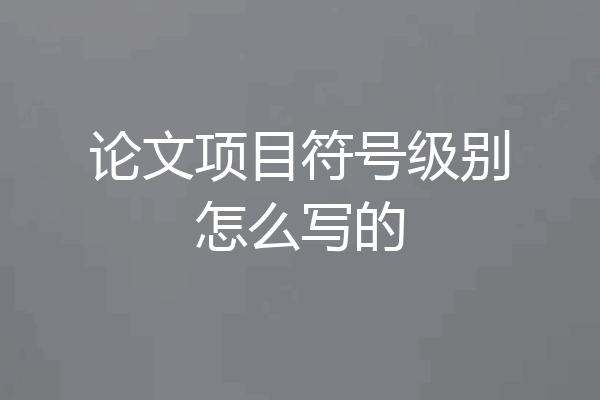 论文项目符号级别怎么写的