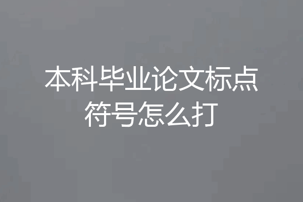 本科毕业论文标点符号怎么打