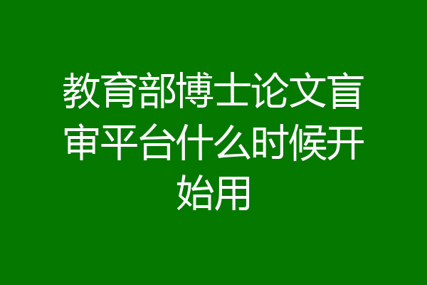 教育部博士论文盲审平台什么时候开始用