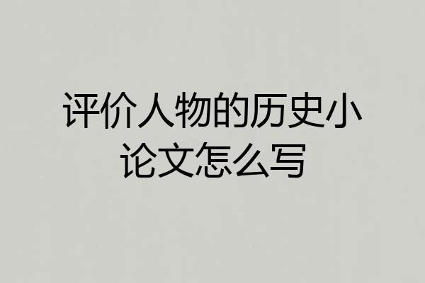 评价人物的历史小论文怎么写