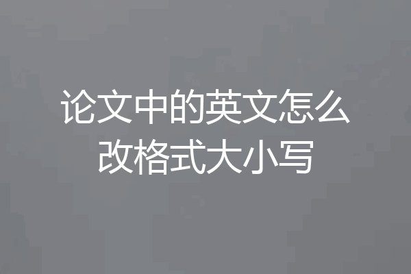 论文中的英文怎么改格式大小写