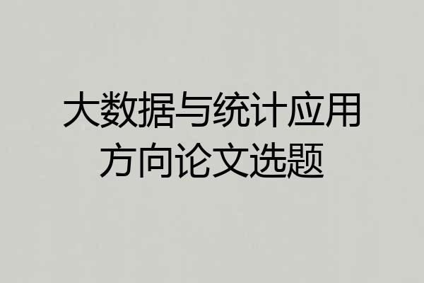 大数据与统计应用方向论文选题