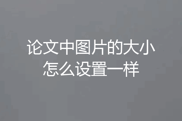 论文中图片的大小怎么设置一样