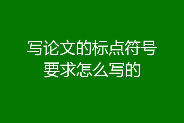 写论文的标点符号要求怎么写的