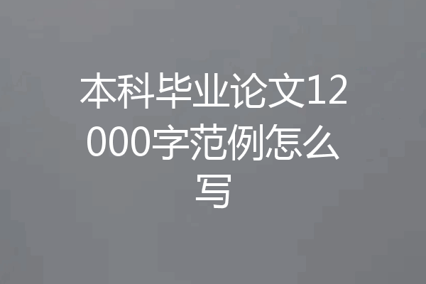 本科毕业论文12000字范例怎么写