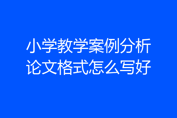 小学教学案例分析论文格式怎么写好