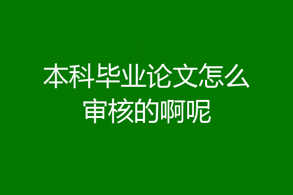 本科毕业论文怎么审核的啊呢