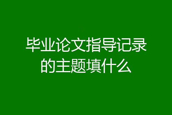 毕业论文指导记录的主题填什么