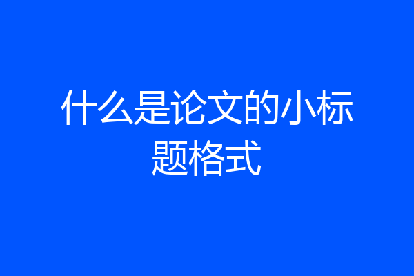 什么是论文的小标题格式