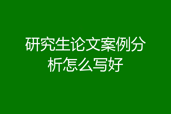 研究生论文案例分析怎么写好