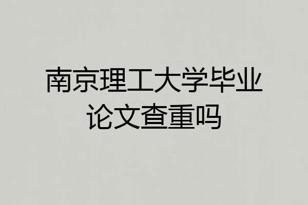 南京理工大学毕业论文查重吗