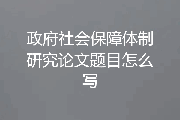 政府社会保障体制研究论文题目怎么写