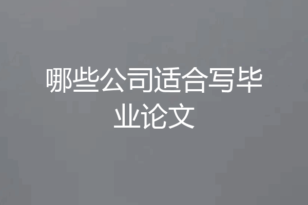 哪些公司适合写毕业论文
