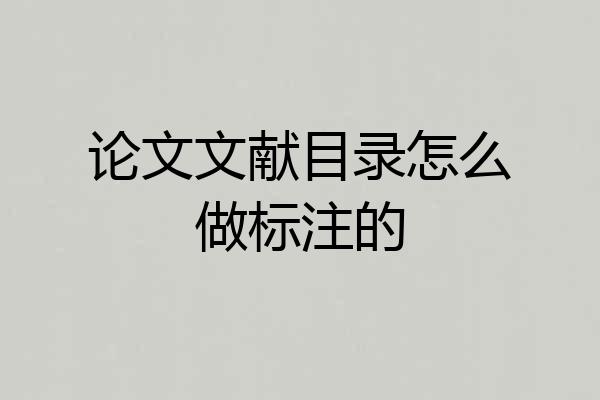 论文文献目录怎么做标注的