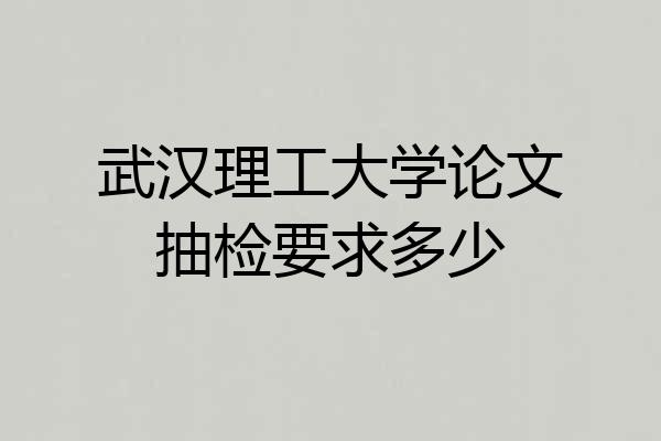 武汉理工大学论文抽检要求多少