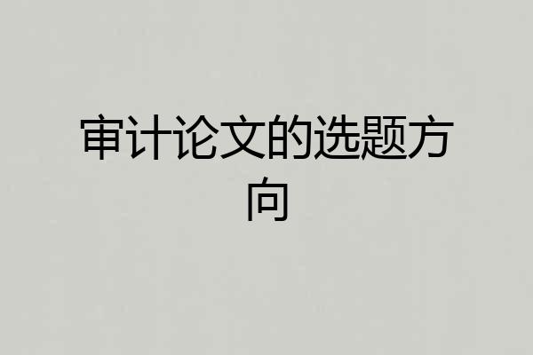 审计论文的选题方向