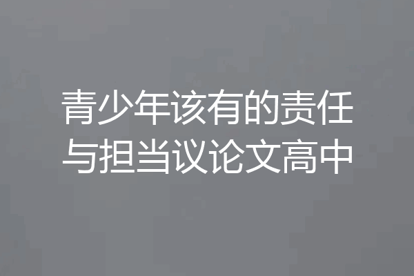 青少年该有的责任与担当议论文高中