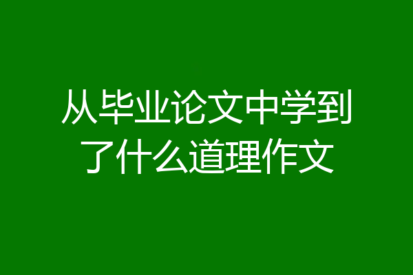 从毕业论文中学到了什么道理作文
