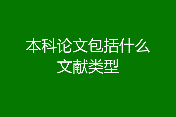 本科论文包括什么文献类型