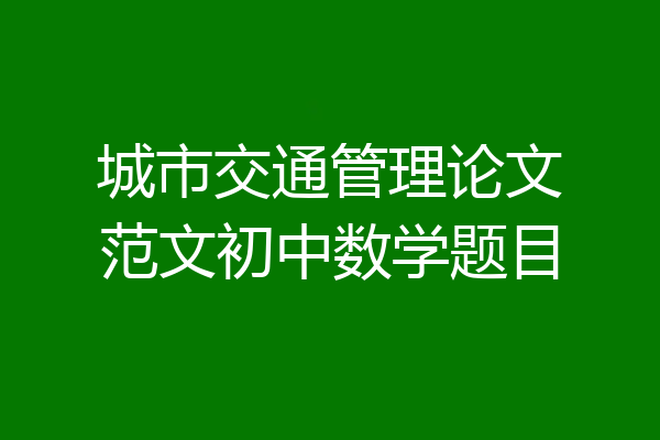 城市交通管理论文范文初中数学题目