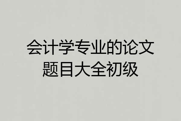 会计学专业的论文题目大全初级