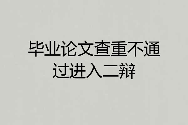 毕业论文查重不通过进入二辩