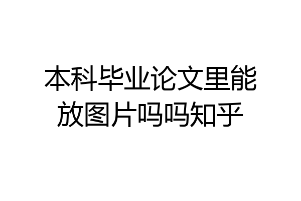 本科毕业论文里能放图片吗吗知乎