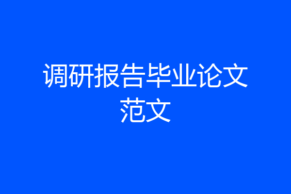 调研报告毕业论文范文