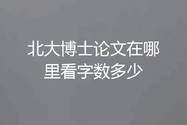北大博士论文在哪里看字数多少