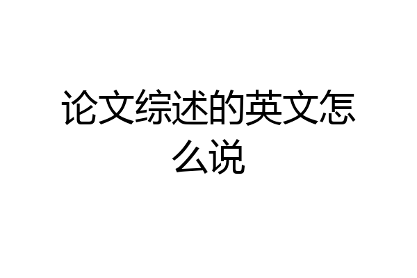 论文综述的英文怎么说