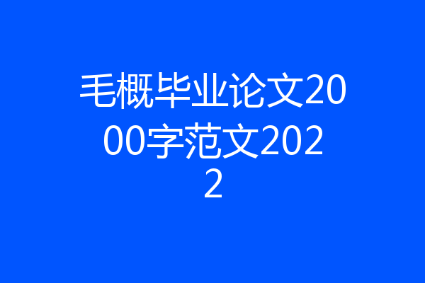 毛概毕业论文2000字范文2022