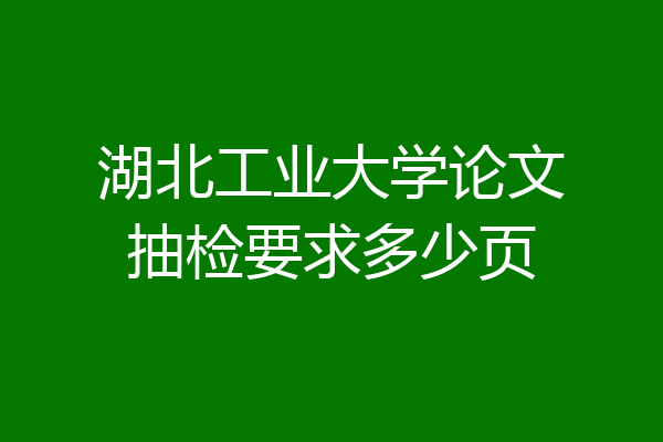 湖北工业大学论文抽检要求多少页