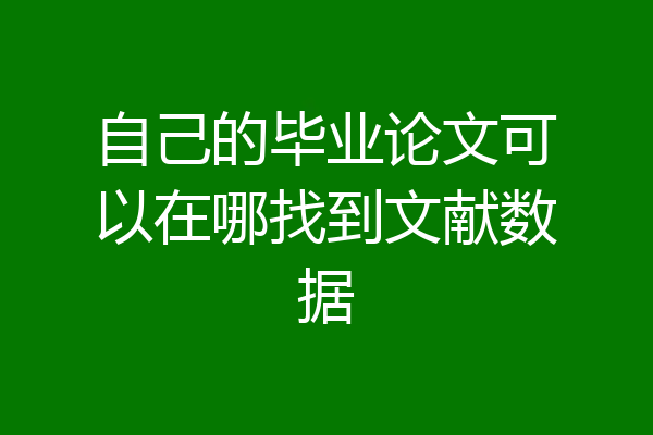 自己的毕业论文可以在哪找到文献数据