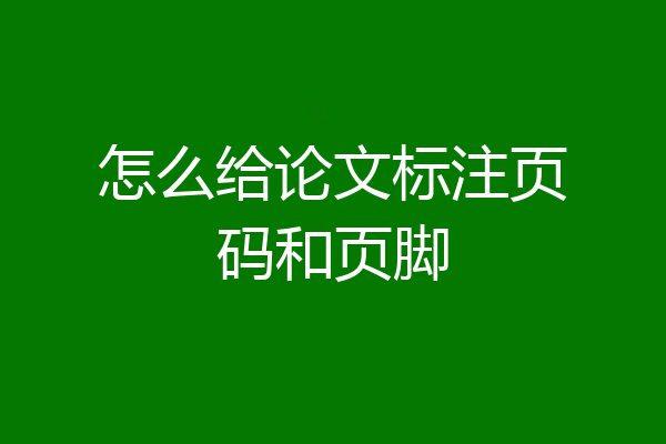 怎么给论文标注页码和页脚
