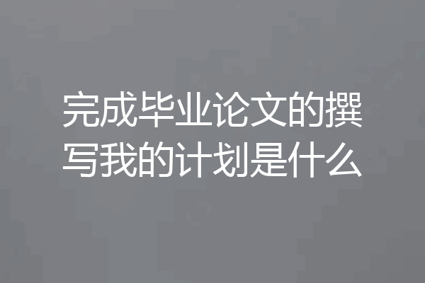 完成毕业论文的撰写我的计划是什么
