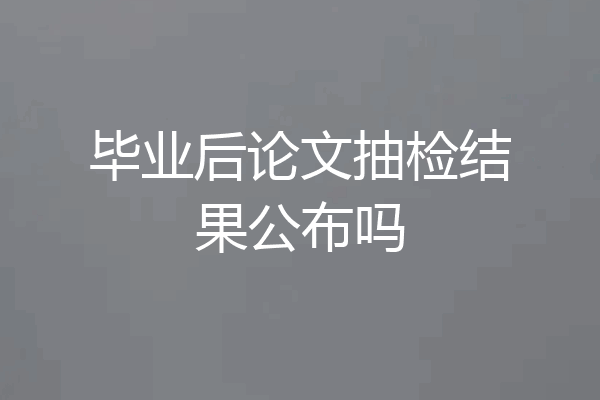 毕业后论文抽检结果公布吗