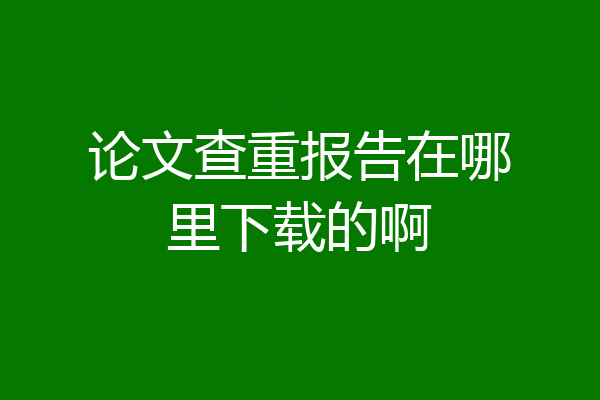 论文查重报告在哪里下载的啊