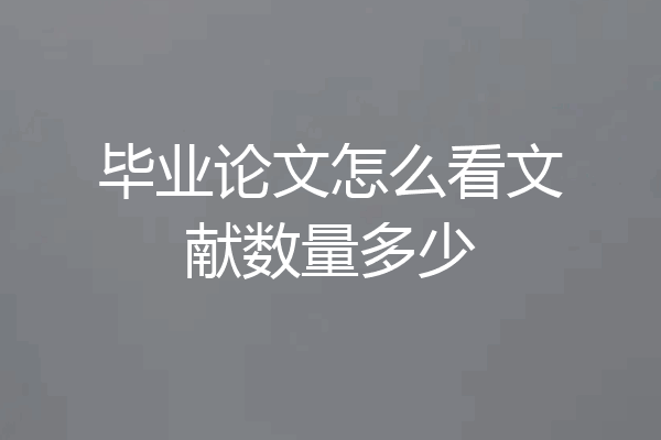 毕业论文怎么看文献数量多少