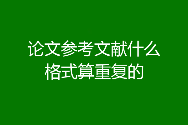 论文参考文献什么格式算重复的