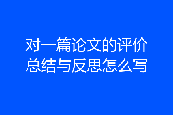 对一篇论文的评价总结与反思怎么写