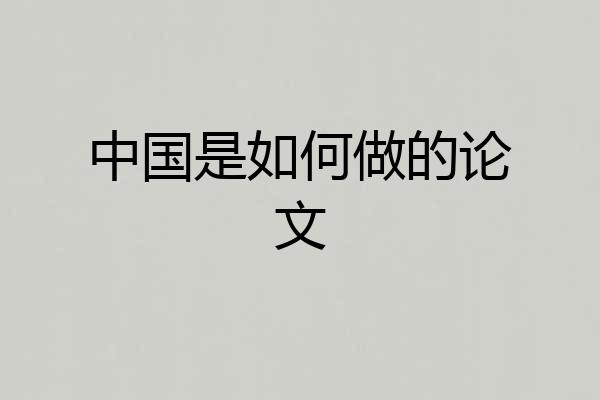 中国是如何做的论文