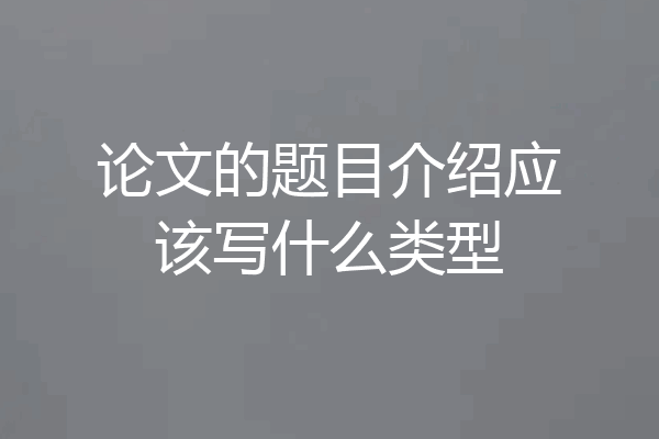 论文的题目介绍应该写什么类型