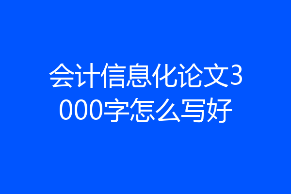 会计信息化论文3000字怎么写好