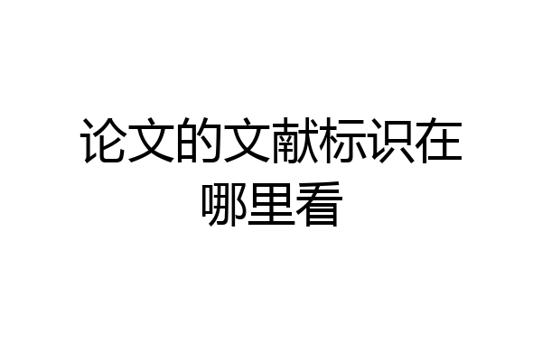 论文的文献标识在哪里看