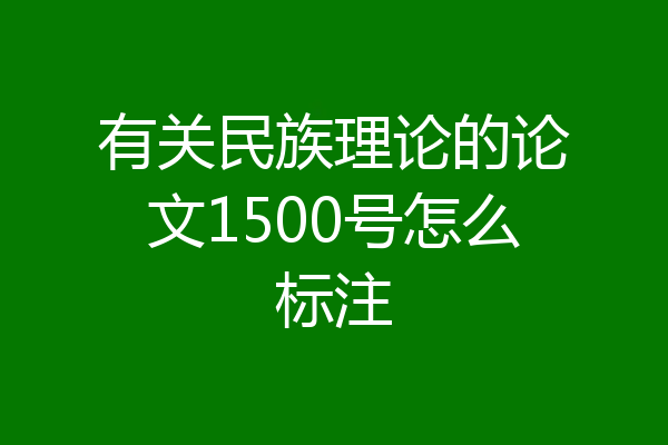 有关民族理论的论文1500号怎么标注